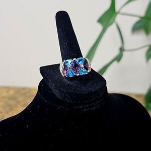 14k amethyst and topaz checkered ring!
